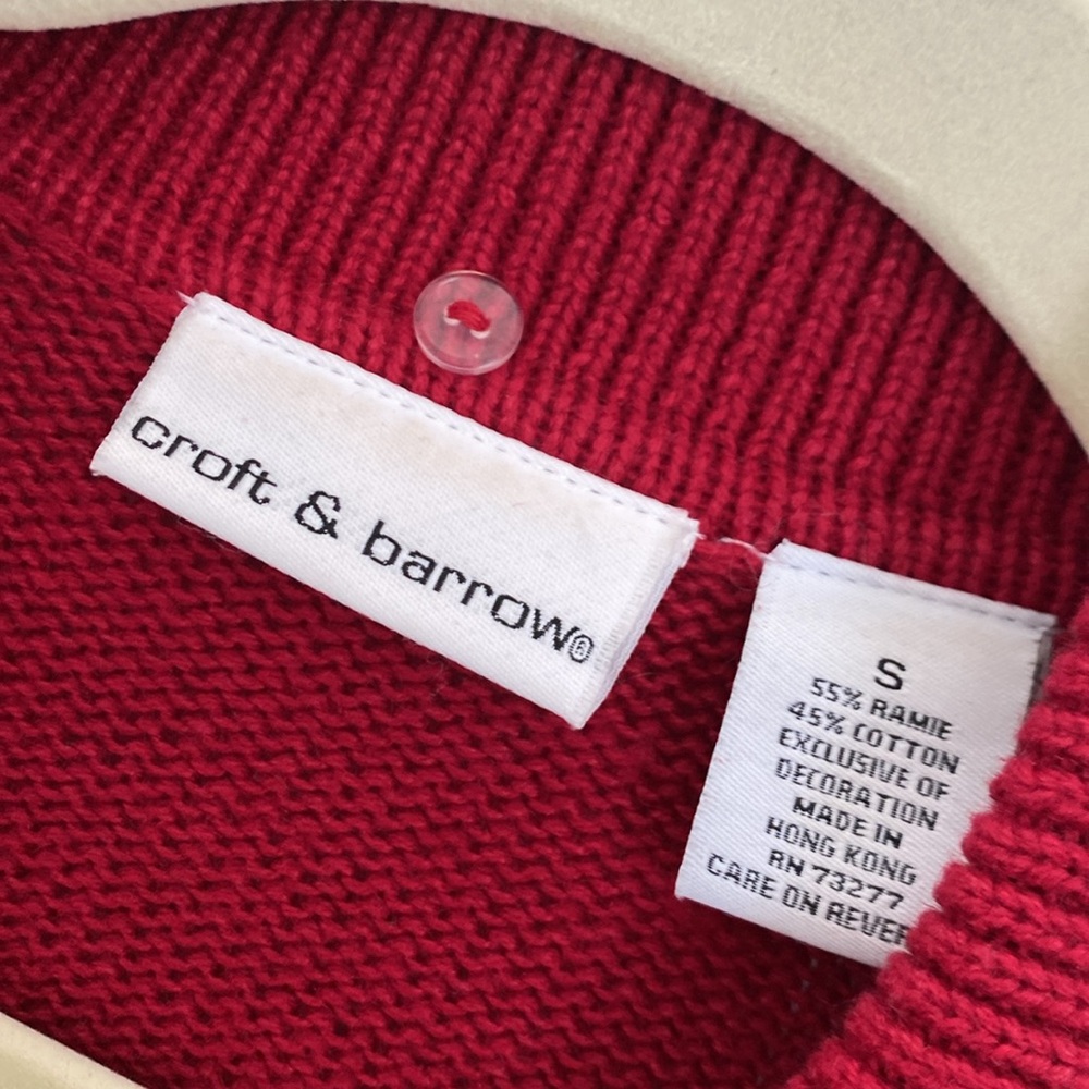 Vintage Croft & Barrow Snowflake Christmas Red Zip Cardigan - Women’s Size Small - Picture 3 of 6